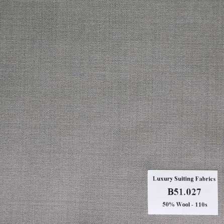 [ Hết hàng ] B51.027 Kevinlli V2 - Vải Suit 50% Wool - Xám Trơn